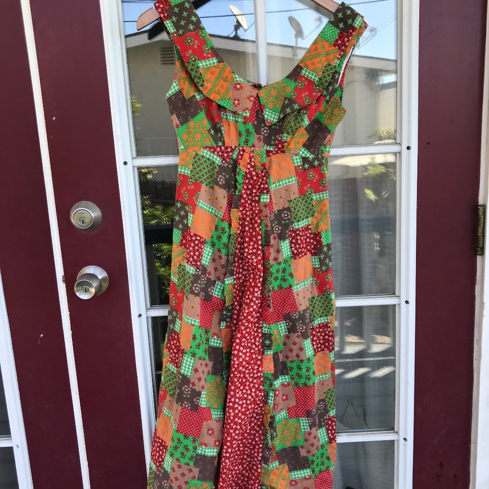 Vintage Patchwork Midi Dress